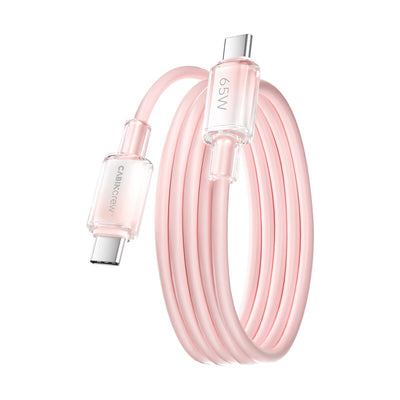 Cabin Crew Round Magnetic USB-C to USB-C Charging Cable 65W 1m Pink