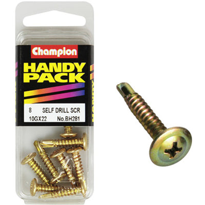 Champion Self Drilling Screws 10G x 22mm 8 Pack (BH281)