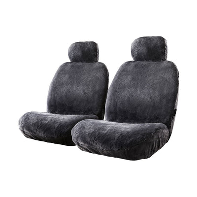 CLOUDLUX Gold Sheepskin Front Seat Covers Slate Size 30 Adjustable Headrests