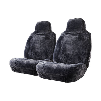 CLOUDLUX Gold Sheepskin Front Seat Covers Slate Size 60 Built-in Headrests
