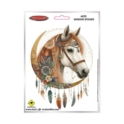 Hot Stuff Boho Horse Feathers Vinyl Sticker 160mm x 120mm