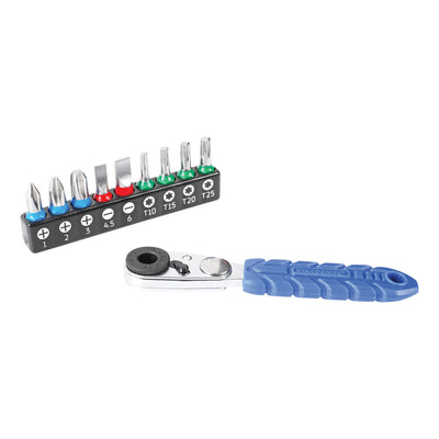 Kincrome Mini Ratchet & Bit Set 10 Piece – Standard bits – slotted, Phillips, TORX