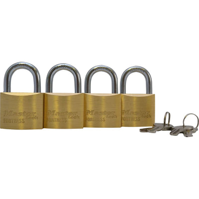 Master Lock Fortress Brass Padlock 40mm, 4 Pack