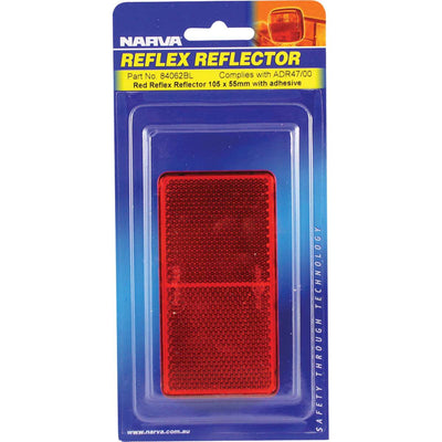 Narva Red Adhesive Reflector 105 x 55mm