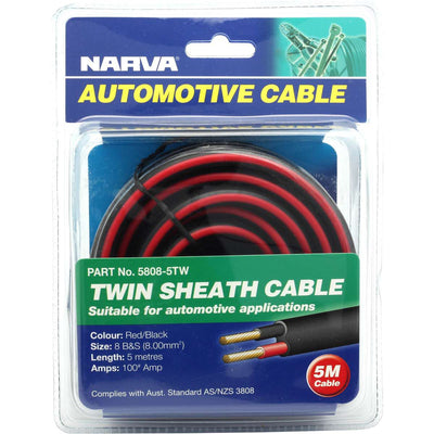 Narva Twin Core Automotive Cable 8mm 100A × 5m