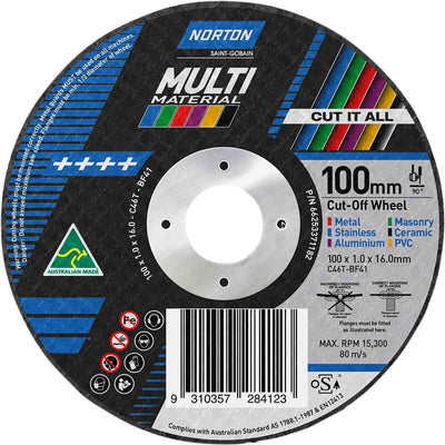 Norton Multi-Purpose Cut-Off Wheel 100mm x 1.0mm x 16mm