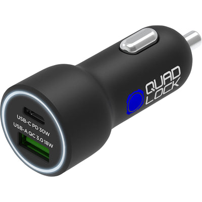 Quad Lock Dual USB 12V Car Charger 48W – USB-A + USB-C (QLA-DCC-2)