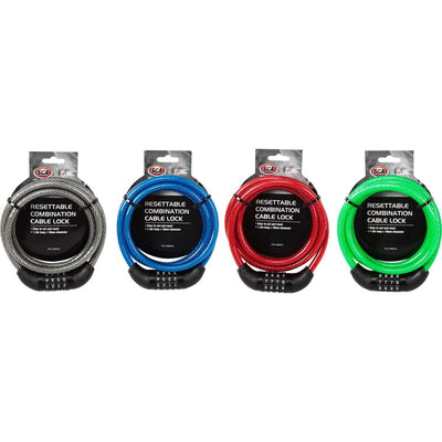 Resettable Combination Cable Lock 1.5m x 10mm
