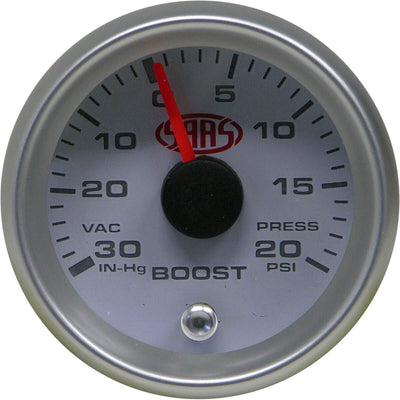 SAAS 52mm Boost Gauge, White Face (PSI)
