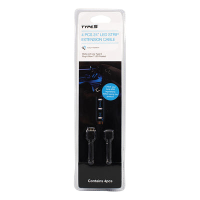 Type S Plug & Glow 24" Extension Cables (4 Pack)