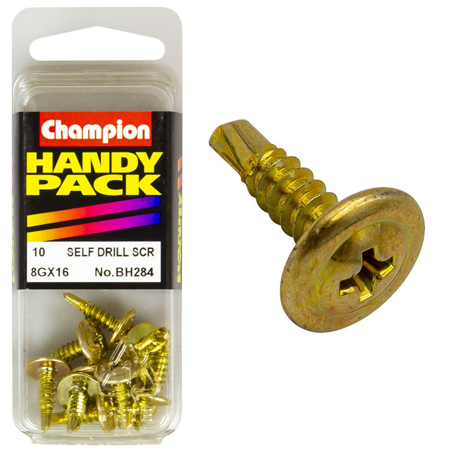 Champion Self Drilling Screws 8G x 16mm 10 Pack (BH284) – front view