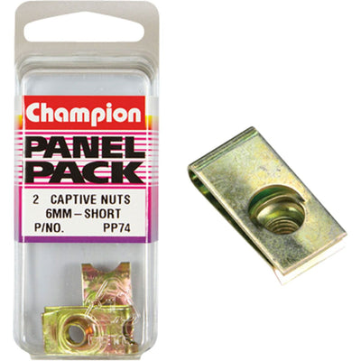 Champion Short Captive Nuts M6 x 1.00 2 Pack (PP74)
