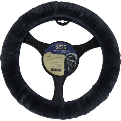 CLOUDLUX Sheepskin Steering Wheel Cover – Charcoal, 380mm