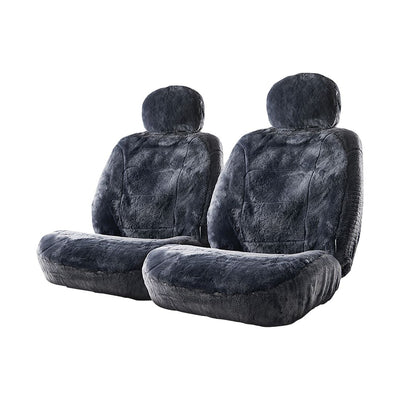CLOUDLUX Silver Sheepskin Front Seat Covers Slate Size 30 Adjustable Headrests