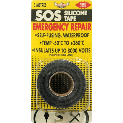 DynaGrip SOS Self-Fusing Silicone Tape 25mm × 3m – Black
