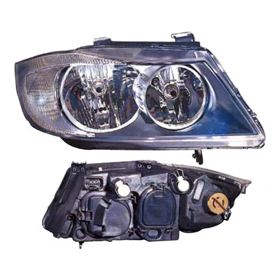 Headlamp – Electric, Black, Right-Hand (NZ Driver Side) to Suit BMW 3'S E90 2005 on 4-Door