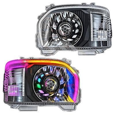 Headlamp Set – Black, DRL C-Bar Style, Left & Right Pair to Suit Toyota Hiace 2014 on Facelift Late