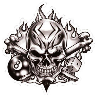 Hot Stuff Skull 8 Ball Vinyl Sticker 140mm x 140mm