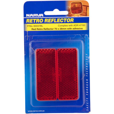 Narva Red Rectangle Reflector 70 x 28mm 2 Pack (84037BL)