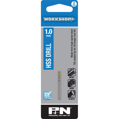P&N Workshop HSS TiN Drill Bit – 1.0mm (2 pack)