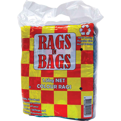 Rags in Bags Recycled Cotton Cleaning Cloths 1.5kg – Coloured – 1.5kg