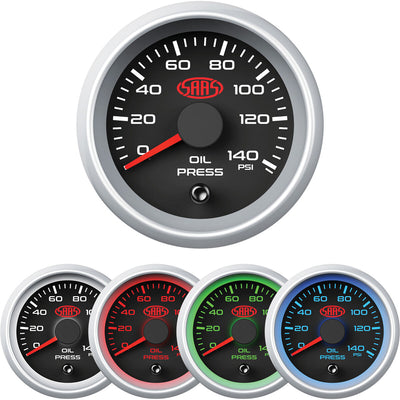 SAAS 52mm Electronic Oil Pressure Gauge – Black Face
