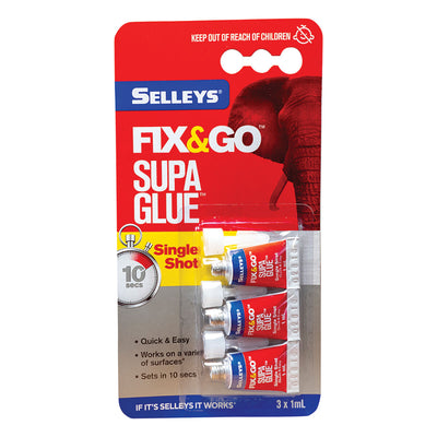 Selleys Fix & Go Single Shot Super Glue 3 x 1mL