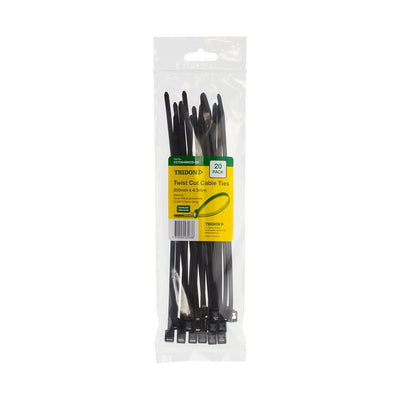Tridon Twist & Cut Cable Ties Black 200 × 4.3mm 20 Pack