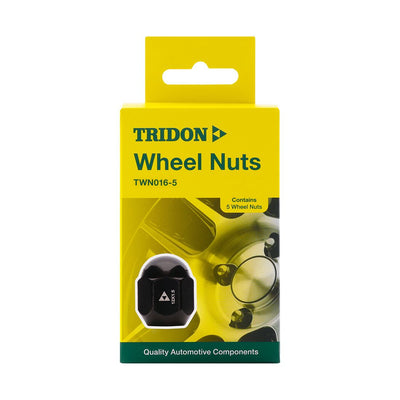 Tridon Wheel Nuts M12x1.5 Tapered Seat 21mm Hex 28mm Black Chrome 5 Pack