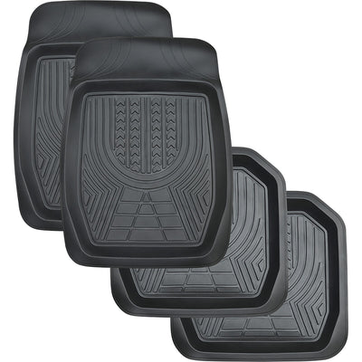 XTM Deep Dish PVC Rubber Floor Mats Black Set of 4